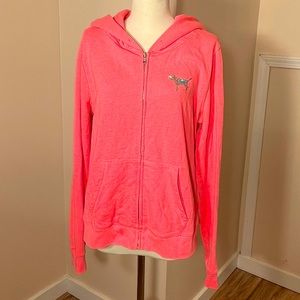 Neon Pink Holographic Sequin Victoria Secret Zipup